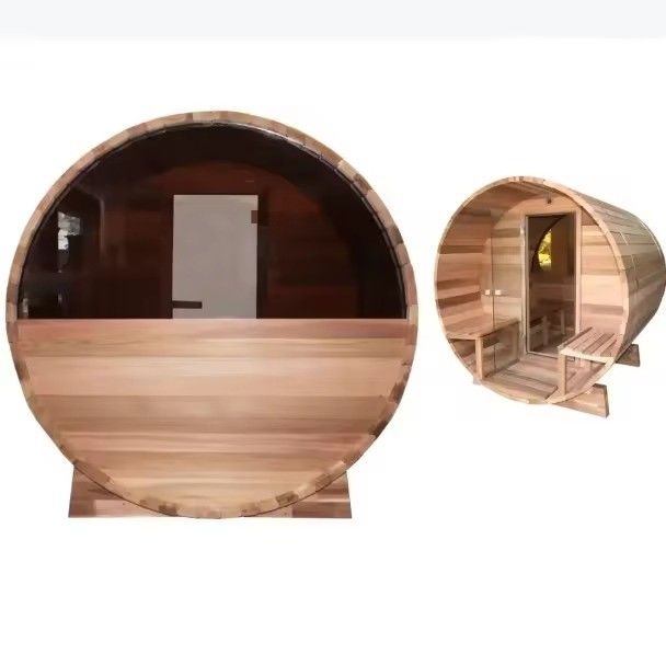 2025 Trocken-Dampf-Hof-Außen-Fass-Sauna Massivholz Rotzeder Traditionelle Sauna für Hof-Entspannung