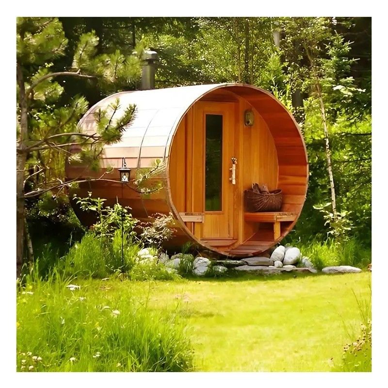 2025 Kanadische Rotzeder Outdoor Fasssauna mit holzbefeuertem Saunaofen 3KW Spannung 110V/220V