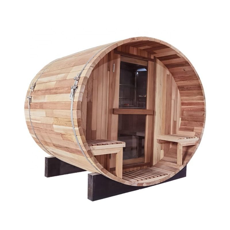 2021 Neue kanadische Kiefer/Hemlock/Zeder Outdoor-Fass-Dampfsauna Traditionelle Sauna mit Heizungszubehör für 4-6 Personen