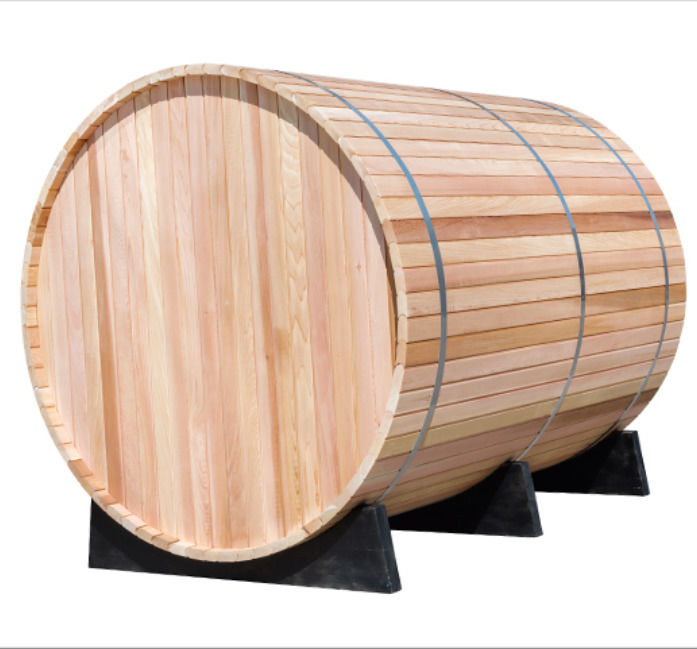 2021 Neue kanadische Kiefer/Hemlock/Zeder Outdoor-Fass-Dampfsauna Traditionelle Sauna mit Heizungszubehör für 4-6 Personen