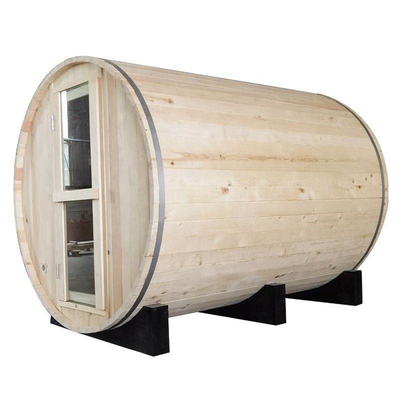 2021 Neue kanadische Kiefer/Hemlock/Zeder Outdoor-Fass-Dampfsauna Traditionelle Sauna mit Heizungszubehör für 4-6 Personen