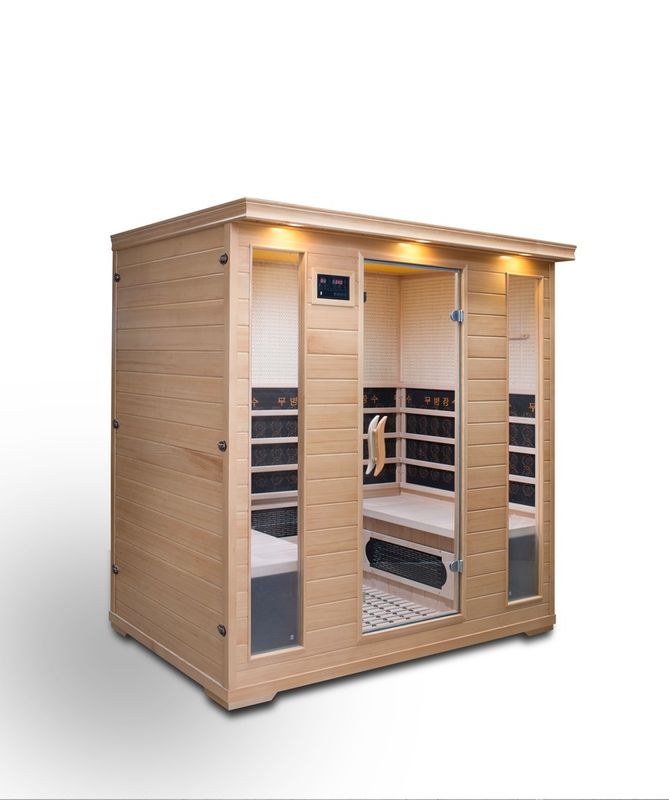 Hochwertige, traditionelle, langlebige Hemlock-Schwitzweste, Sauna-Computer-Bedienfeld, Dampfsaunaraum