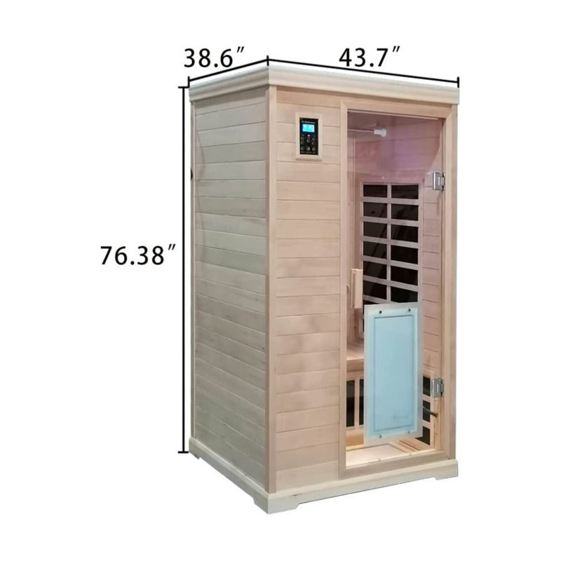 Traditionelle Infrarot-Holzsauna 2 Personen Größe Heizung 1750W 9 Platten 10 Minuten Vorwärmzeit und Temperatur Vorsteuerung