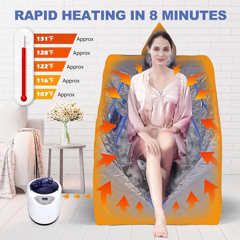 Moderne tragbare Dampfsauna für Spa-Haus Leichtgewicht persönliche Sauna Dampfgenerator Zelt mit Fernbedienung Innen Dampfbad