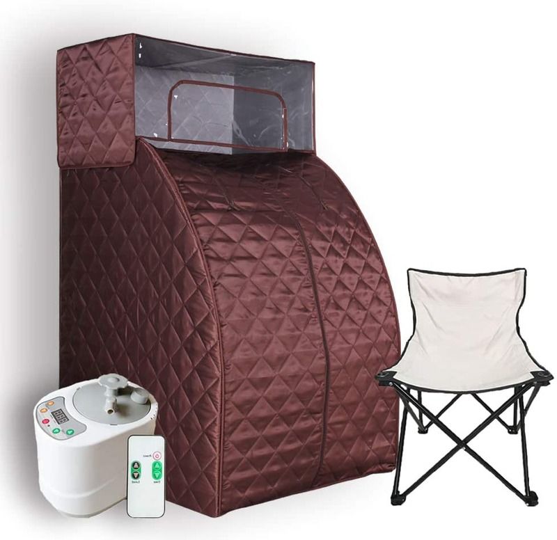 Modernes Dampfsauna-Set mit Dampfer, Ganzkörper-Ein-Personen-Fernbedienung, Heim-Heizbox mit Kopfdecke und Stuhl-Kit zur Gewichtsabnahme