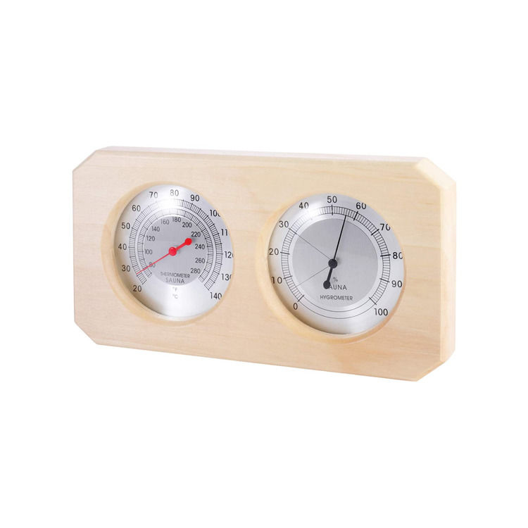 Traditionelles Holzsauna-Hygrothermograph-Thermometer 2 in 1 Raumsauna-Ausstattung Saunamessung Temperatur Luftfeuchtigkeit Innenzubehör